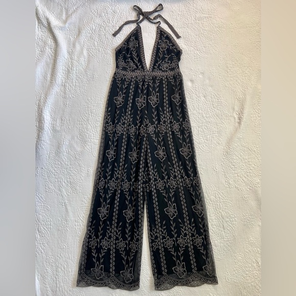 ASOS Honey Punch Embroidered Halter Jumpsuit - Picture 2 of 12